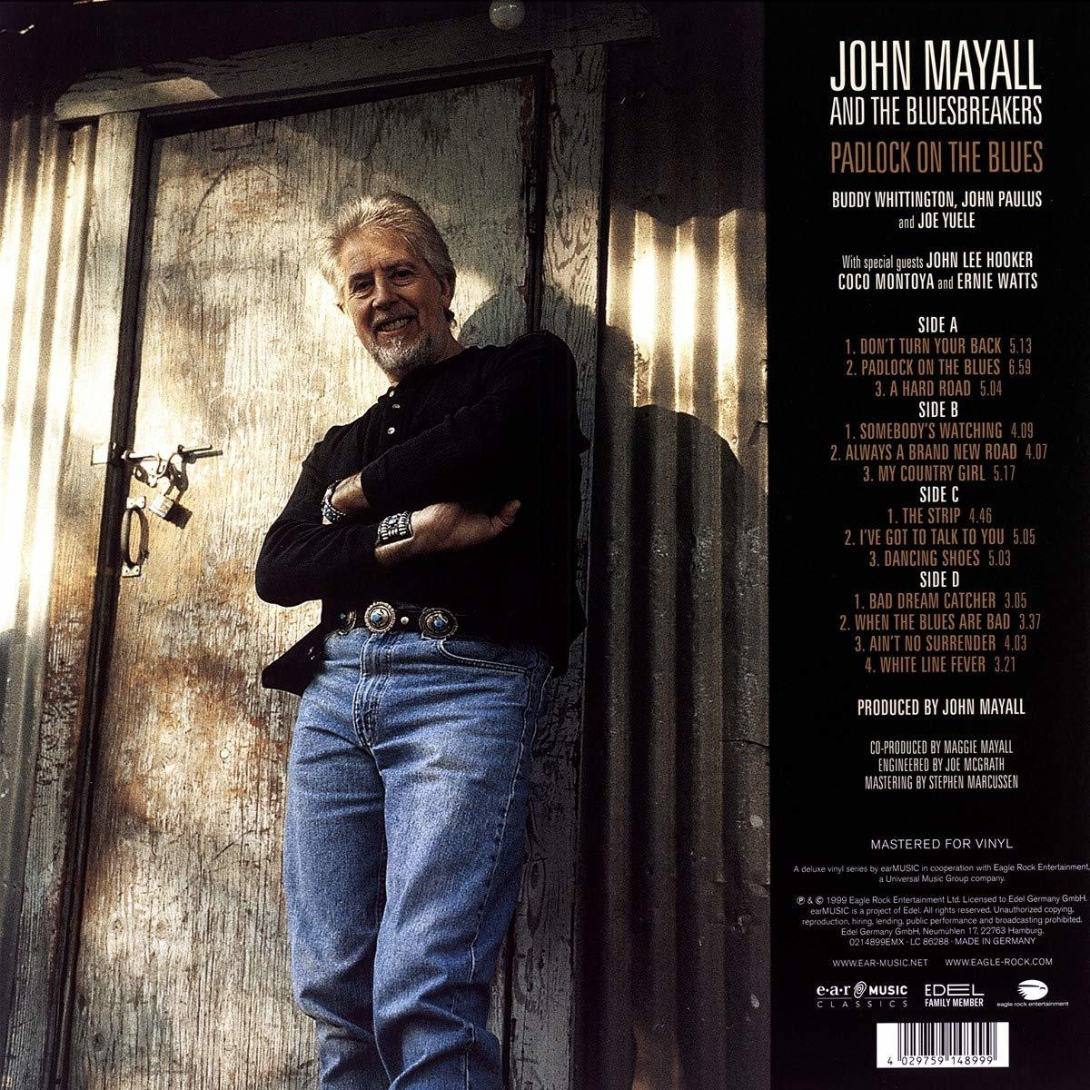 Egy album borítója, egy férfival a falnál, és a John Mayall & The Bluesbreakers számlistájával.