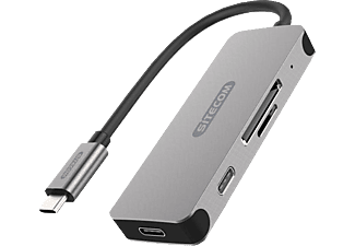 SITECOM CN-406 USB Hub, USB Verteiler, Kartenlesegerät, Silber