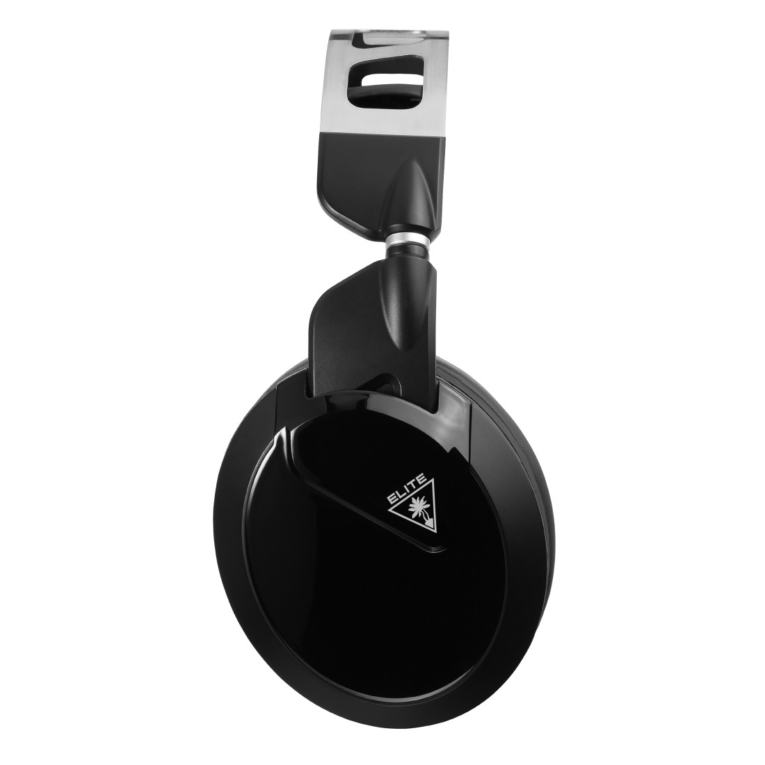 Schwarzes Gaming-Headset mit silbernem Oberteil. Das Headset hat ein schlankes, modernes Design und die Marke ELITE ist sichtbar.