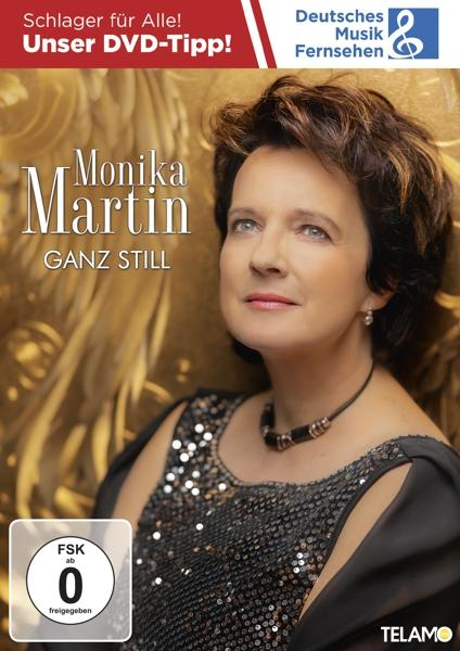 DVD-Cover für Monika Martin, eine Frau, die nach oben blickt, mit dem Text 'Ganz Still'.