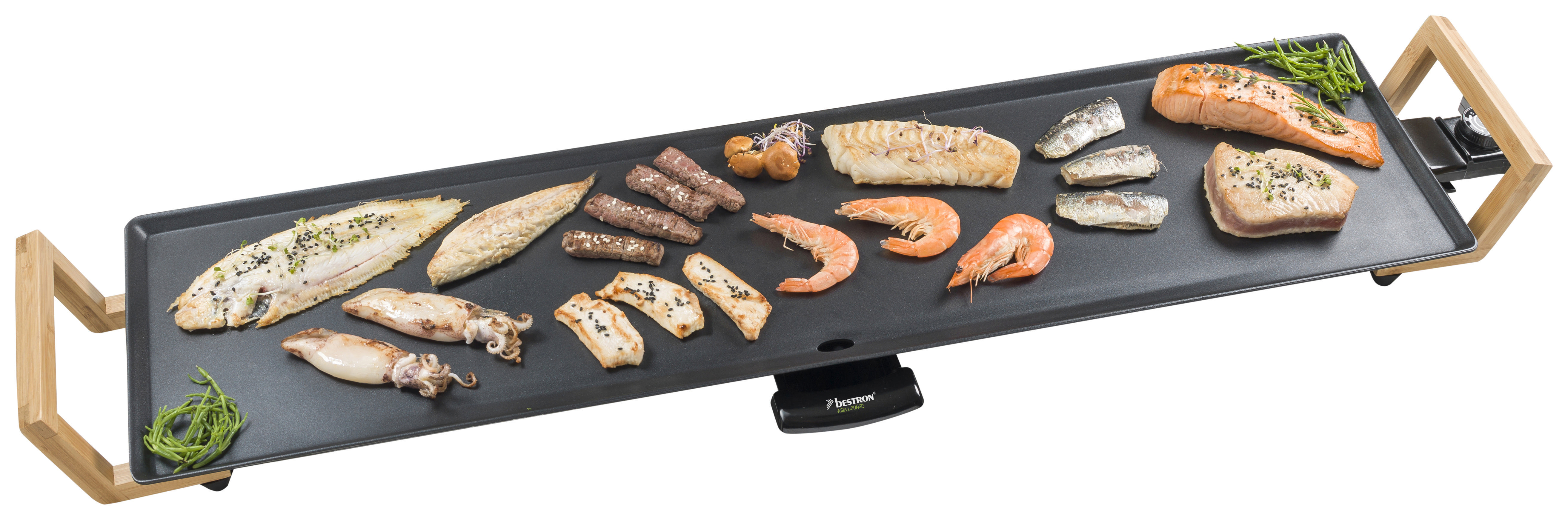 BESTRON ABP604BB Teppanyaki Grillplatte XXL Elektrogrill, Schwarz (1800 Watt)