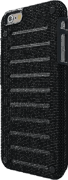 Coque de téléphone noire avec des lignes horizontales au dos.