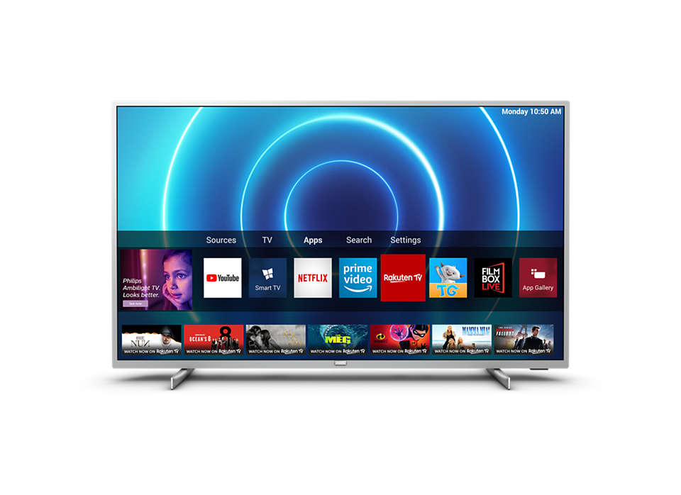 TV LED 50" - Philips 50PUS7555/12, UHD 4K, Smart TV, P5, Sonido AI, Dolby Atmos, Modo nocturno, Plata