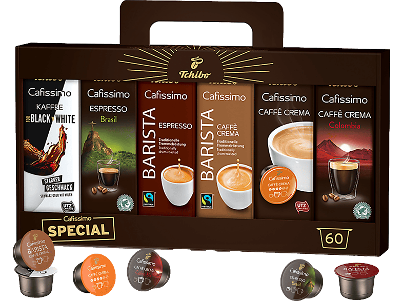 TCHIBO CAFISSIMO Kapsel-Vielfalts-Pack Crema) Kaffeekapseln Filterkaffee 60 und Caffè (Espresso, Braun