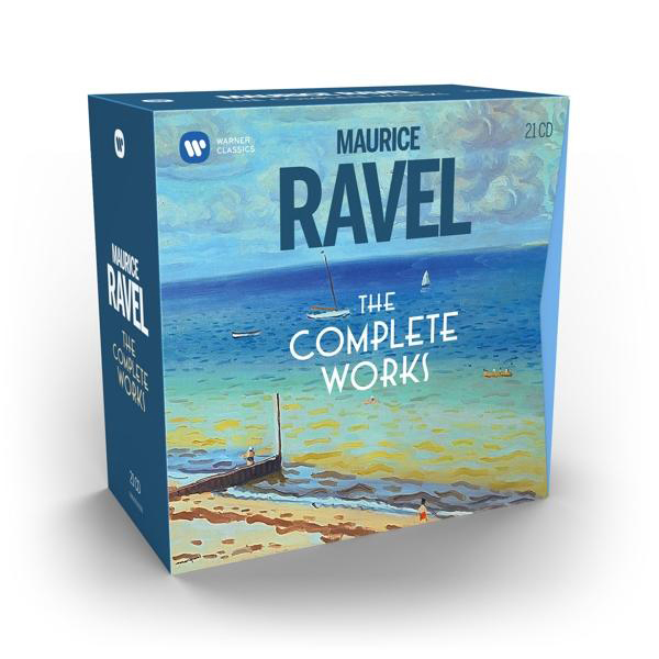 Boxset von Maurice Ravels Gesamtwerk. Strandszene auf dem Cover.