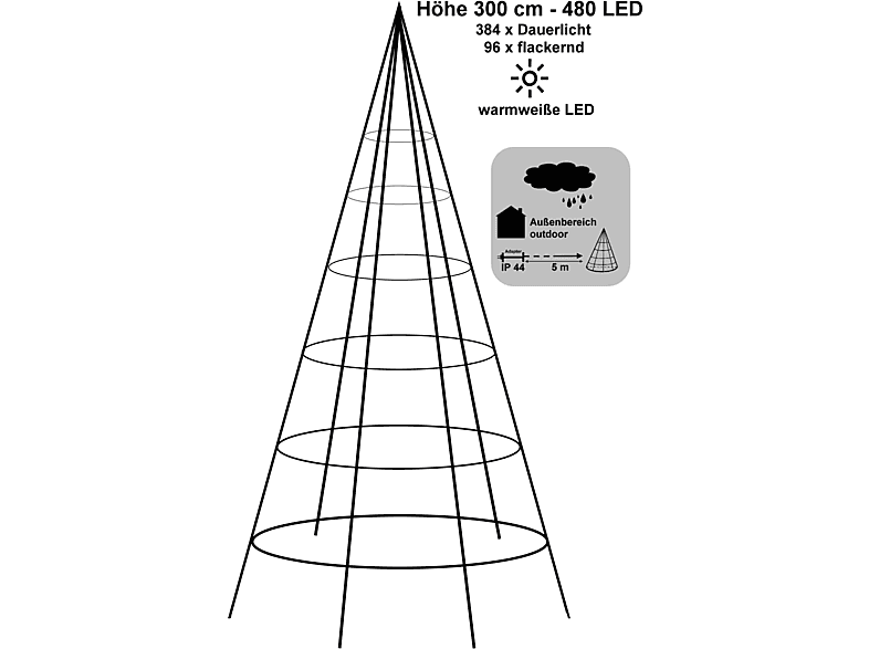 35240 FHS Galaxy LED Tannenbaum Leuchtdekoration, Schwarz, Warmweiß