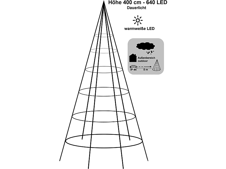 Leuchtdekoration, Galaxy Tannenbaum Warmweiß Schwarz, FHS 35241 LED