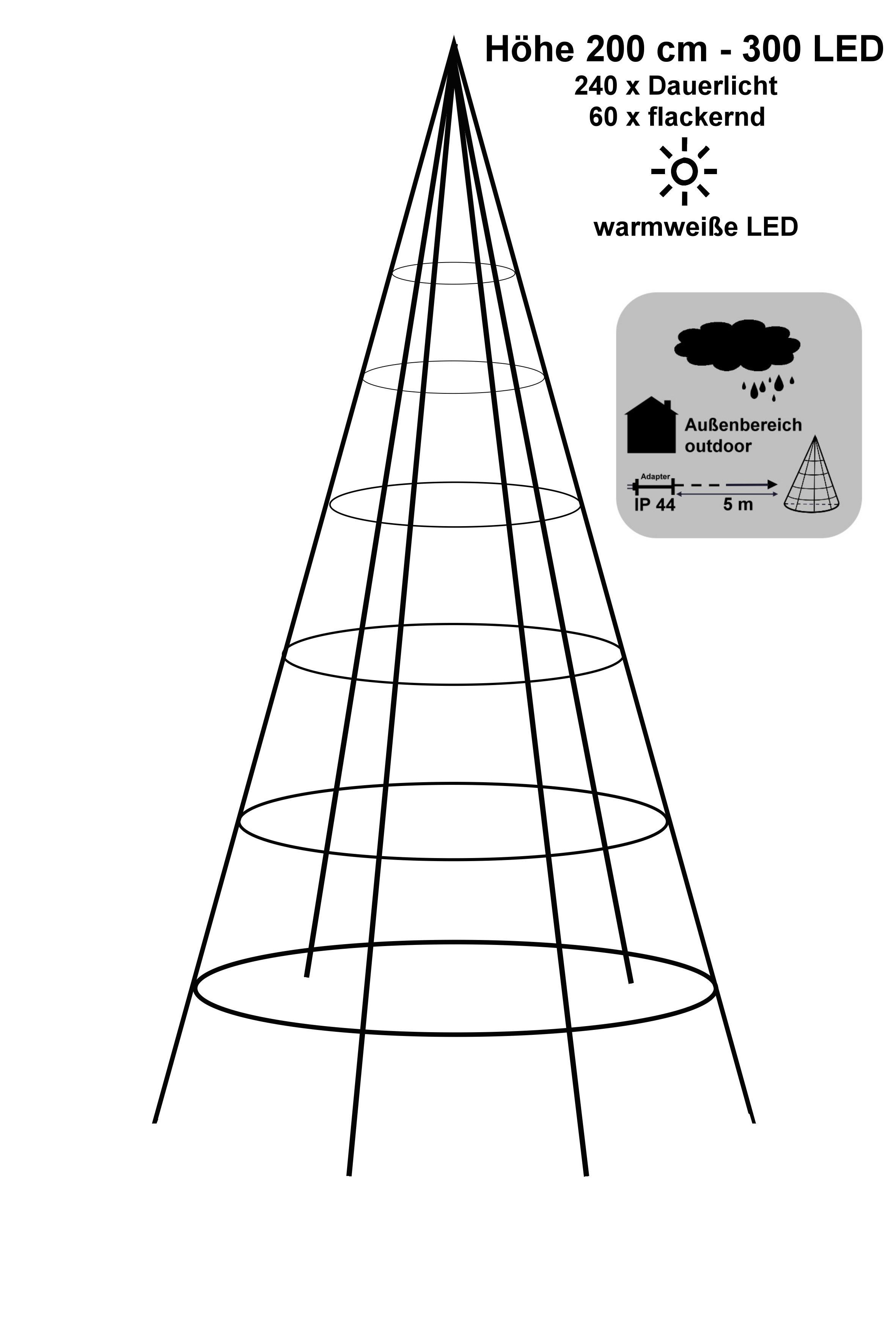 Leuchtdekoration, Warmweiß Tannenbaum FHS LED Schwarz, 35271 Galaxy