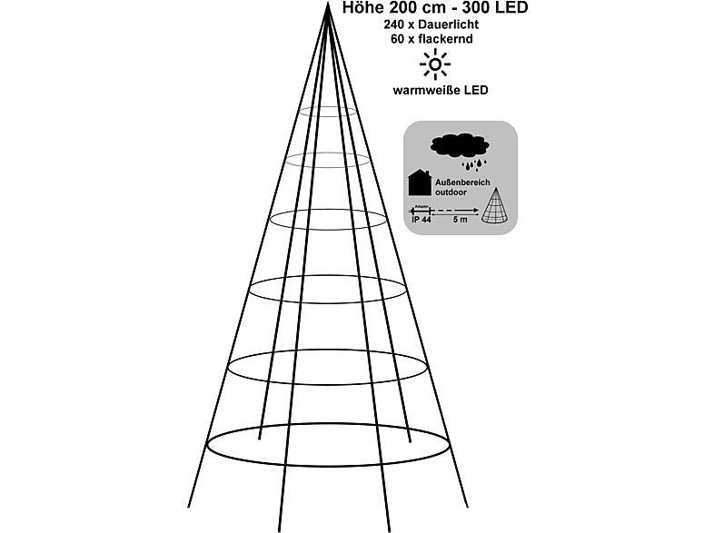 Schwarz, Tannenbaum FHS LED 35271 Galaxy Warmweiß Leuchtdekoration,