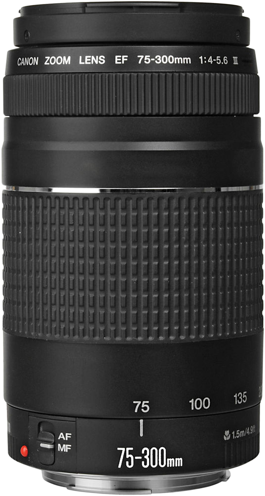 Fekete Canon zoom objektív, fókusz- és zoom gyűrűkkel.