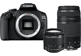 CANON EOS 2000D Digitális fényképezőgép + 18-55 mm DC III + 75-300 mm DC III (2728C051)