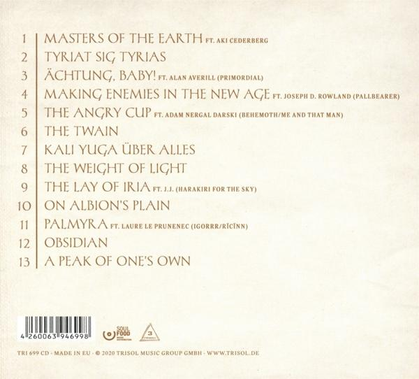 Album-Trackliste mit Songtiteln. Der Hintergrund ist cremefarben mit schwarzem Text.