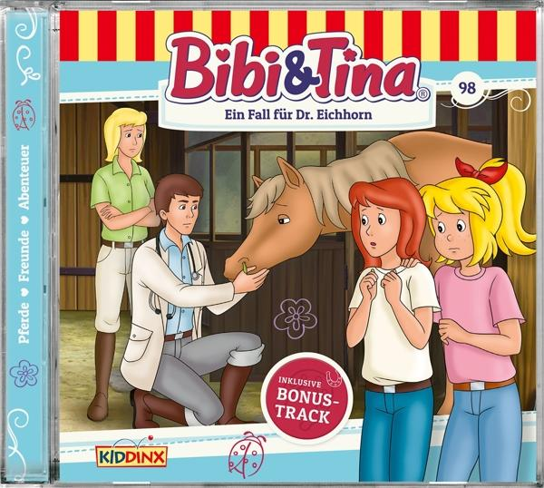 Albumcover: Cartoon-Szene mit Kindern, einem Tierarzt, einem Pferd und Text auf Deutsch.