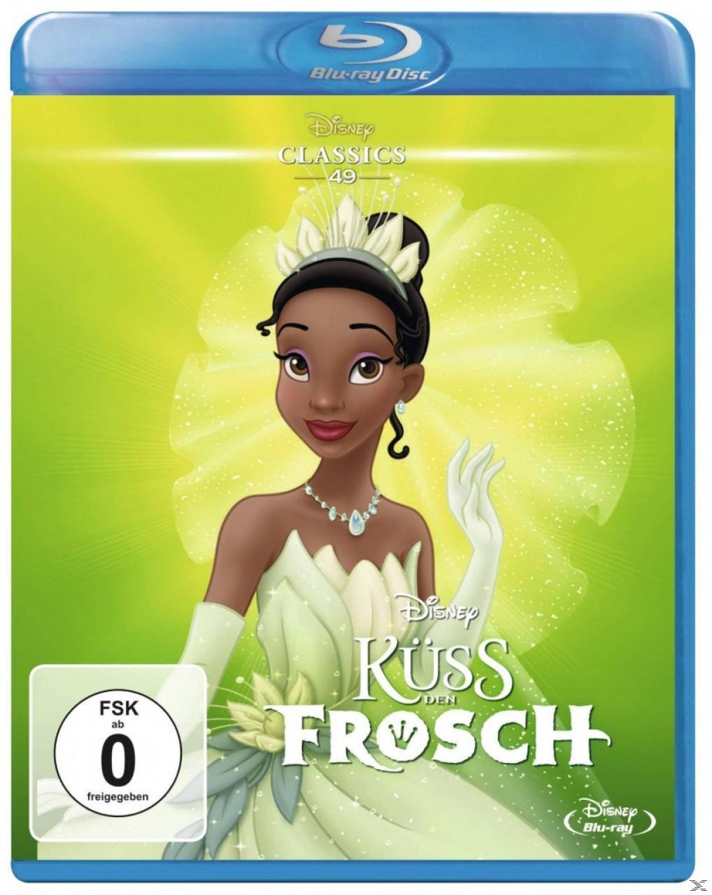 Blu-ray Disc von 'Küss den Frosch' mit Tiana in einem grünen Kleid.