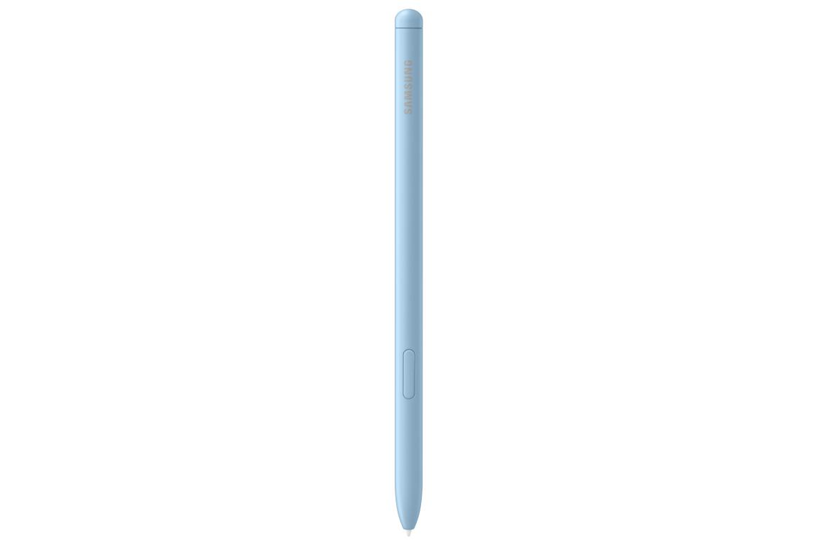 Un lápiz óptico S Pen Samsung de color azul claro.