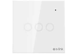 S-LINK Swapp SL-EG33 3Lü Wifi TUYA Destekli Kablosuz ve Dokunmatik Aydınlatma Anahtarı Beyaz