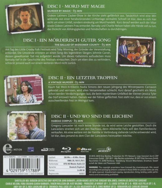 DVD-Hülle mit mehreren Disc-Covern, mit Fotos der Besetzung und Titeln auf Englisch und Deutsch.