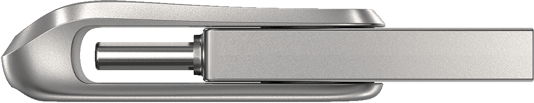 Ein silberner USB-Stick mit Metall-Design.