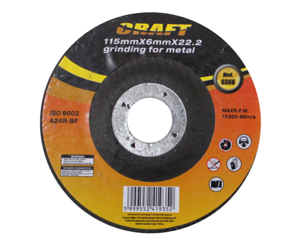 CRAFT 6366 Fémcsiszoló korong,115x6mm