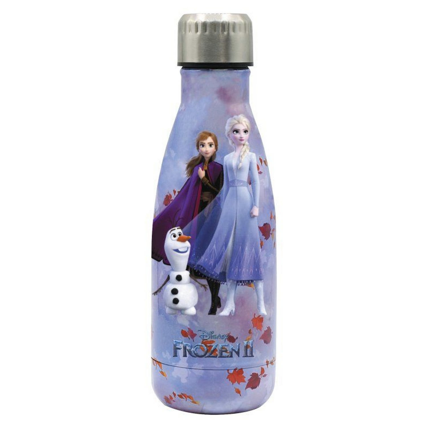 Botella - Puro Disney, Frozen II, Elsa, Anna, Olaf, 500ml, Acero inoxidable, Rojo