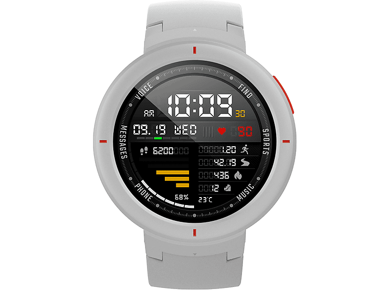 Smartwatch - Amazfit Verge, 70mm + 113mm, AMOLED 1.3", Bluetooth, 12 modos deportes, GPS+GLONASS, Blanco