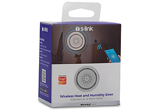 S-LINK Swapp SL-EG03 Wifi TUYA Destekli Akıllı Ev Güvenliği Isı ve Nem Göstergeli Kablosuz Siren Beyaz