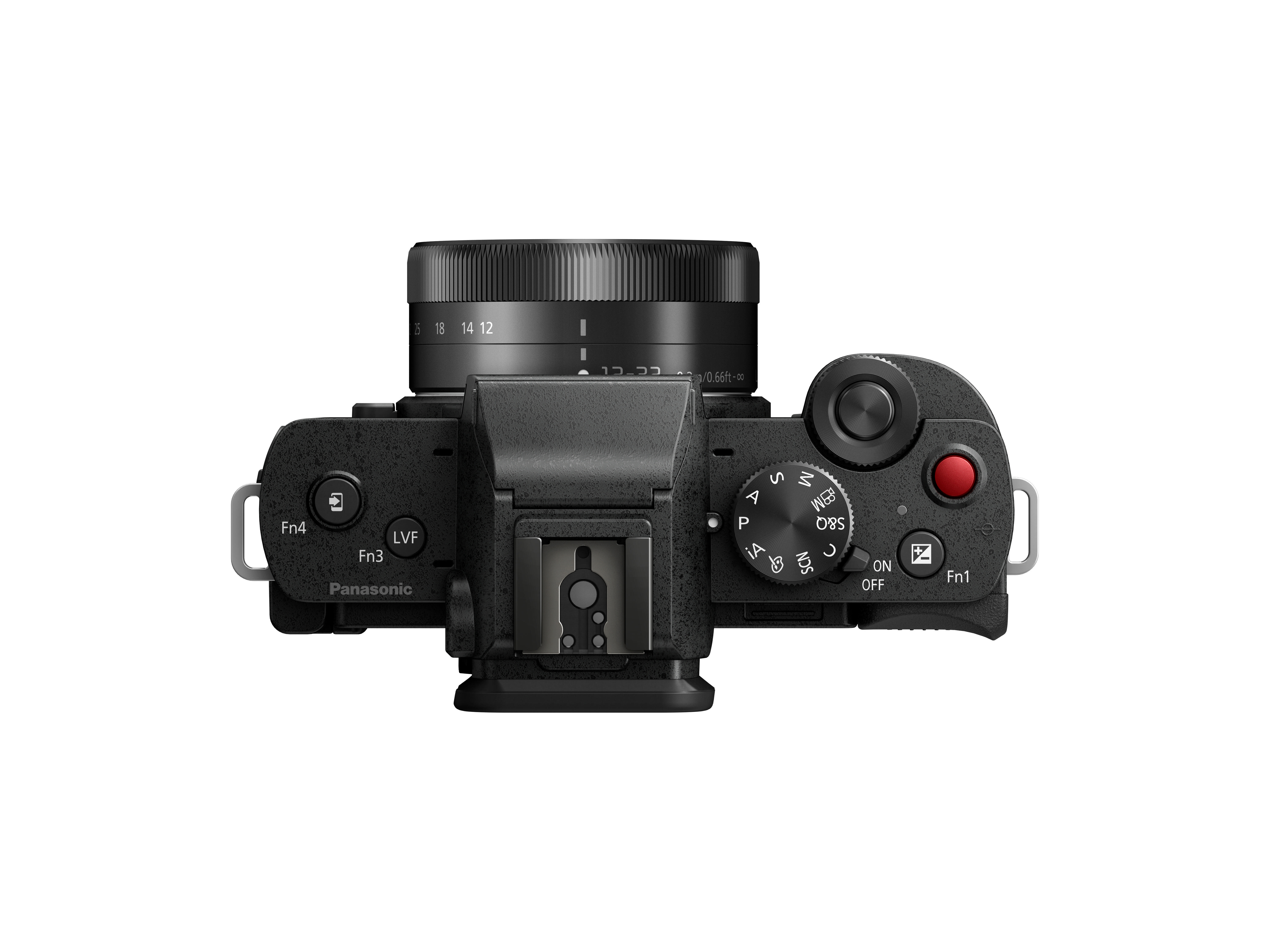 PANASONIC DC-G110WEG-K Kit Systemkamera mit Objektiv 12-32 mm, 35-100 mm, 7,5 cm Display Touchscreen