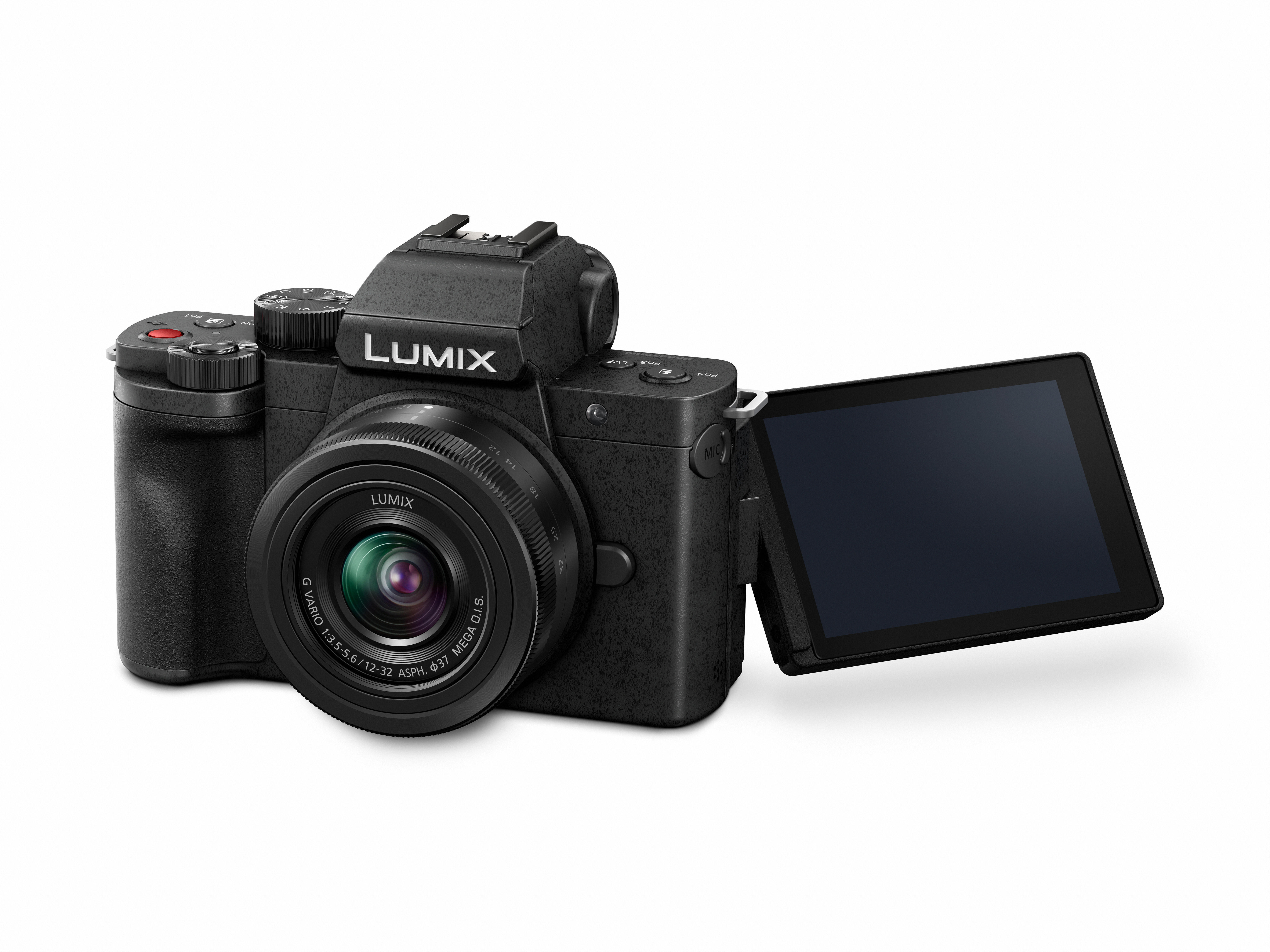 PANASONIC DC-G110WEG-K Kit Systemkamera mit Objektiv 12-32 mm, 35-100 mm, 7,5 cm Display Touchscreen