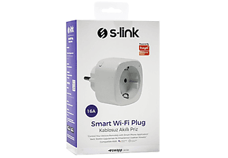 S-LINK Swapp  2.4 Ghz Wifi TUYA Destekli SL-05 16A Akım Korumalı Akıllı Priz Beyaz