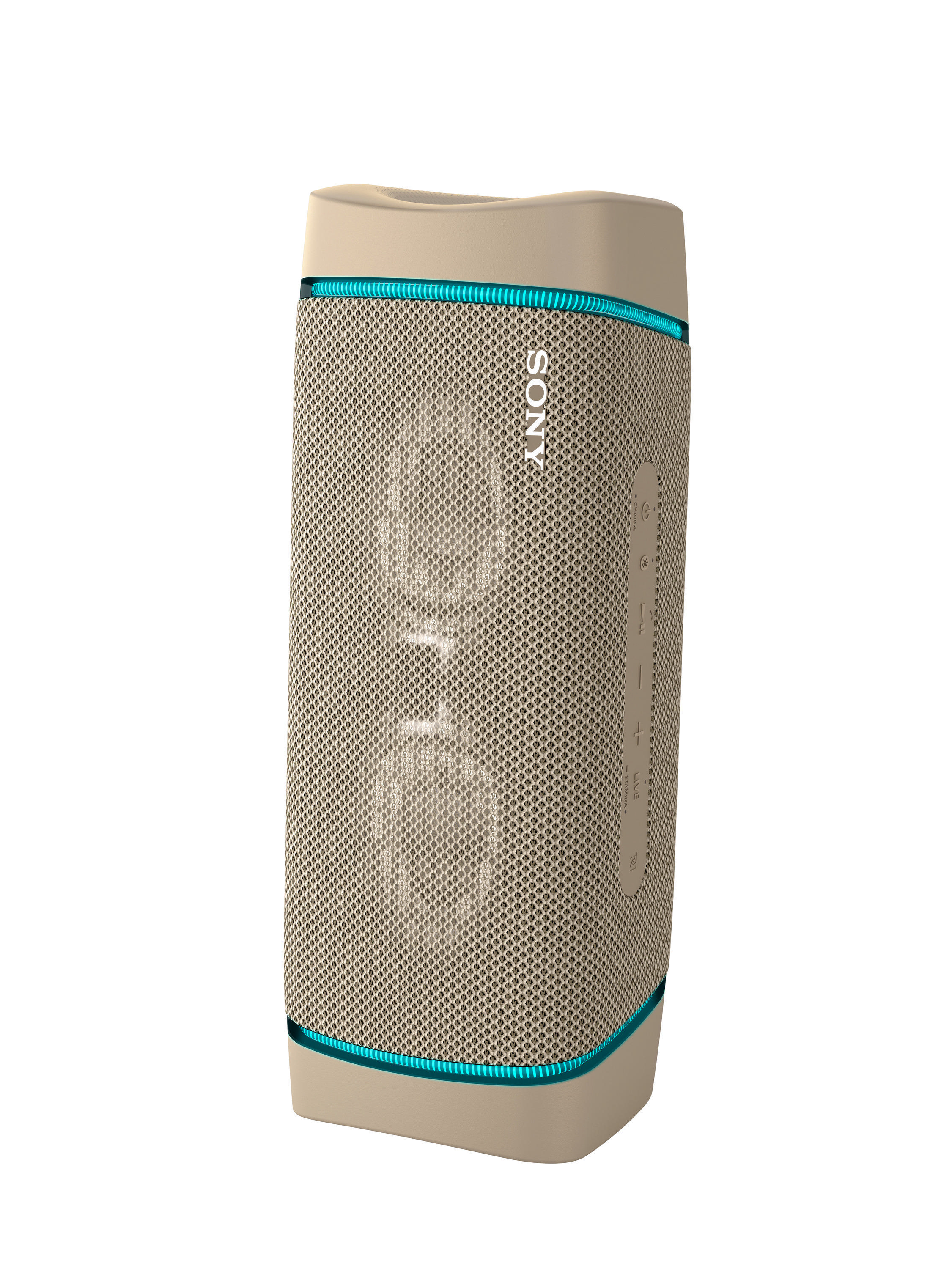 SONY SRS-XB33 tragbar, kabellos, Lautsprecherbeleuchtung, EXTRA BASS Bluetooth Lautsprecher, Beige, Wasserfest