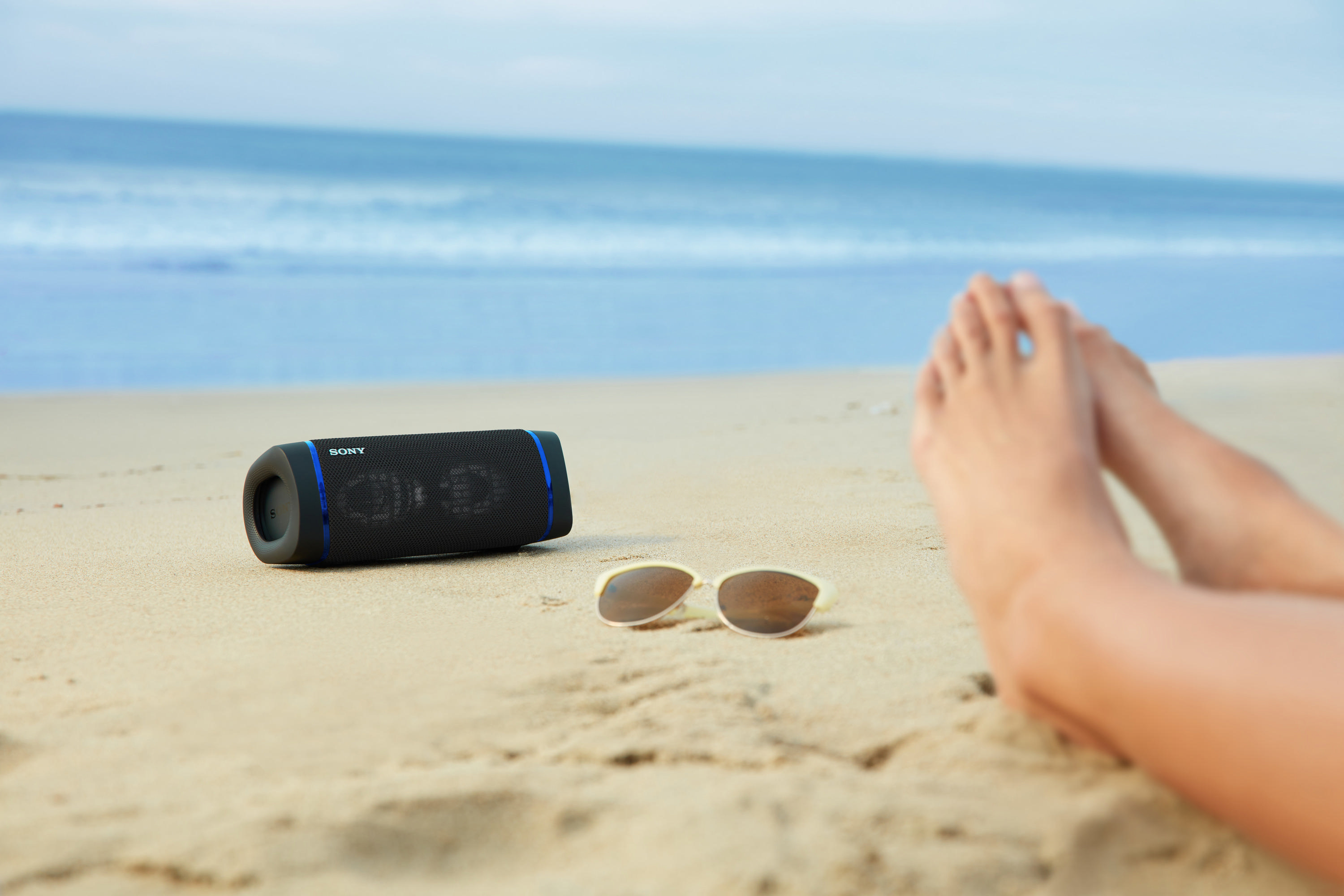 SONY SRS-XB33 tragbar, kabellos, Lautsprecherbeleuchtung, EXTRA BASS Bluetooth Lautsprecher, Schwarz, Wasserfest