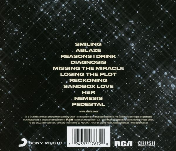 La pochette arrière d'un CD avec les titres des chansons et un code-barres.