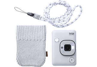 FUJIFILM Instax Mini LiPlay instant fényképezőgép + csuklópánt + tok, fehér
