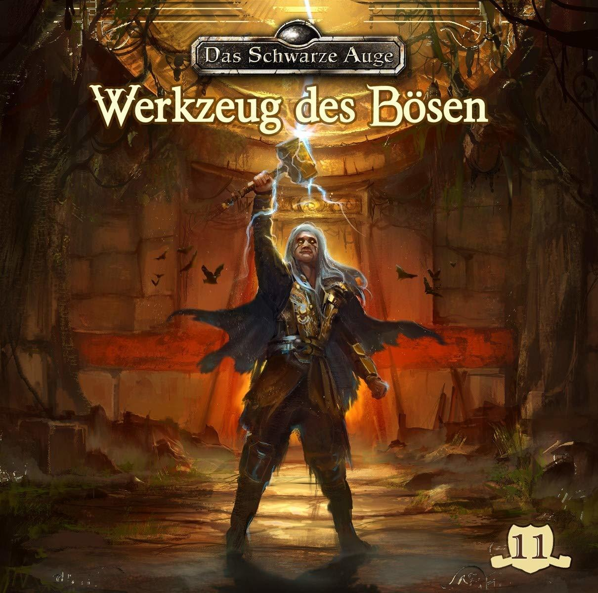 Buchcover mit einem Krieger, der einen Hammer hebt. Dunkler Fantasy-Stil mit rotem und grauem Hintergrund.