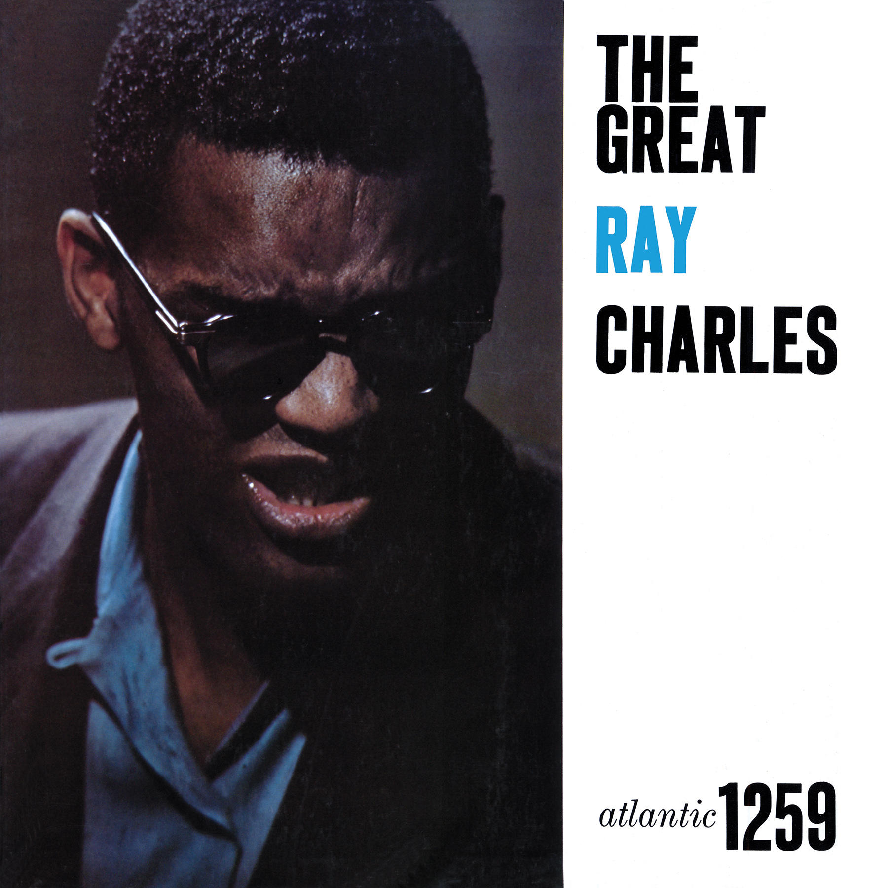 Pochette de l'album de Ray Charles avec son nom et le label Atlantic 1259 ; il porte des lunettes de soleil.