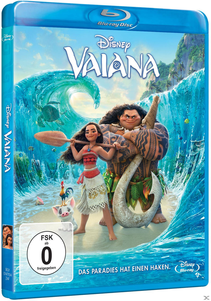 Filmcover: Vaiana-Figuren am Strand, große Welle im Hintergrund.