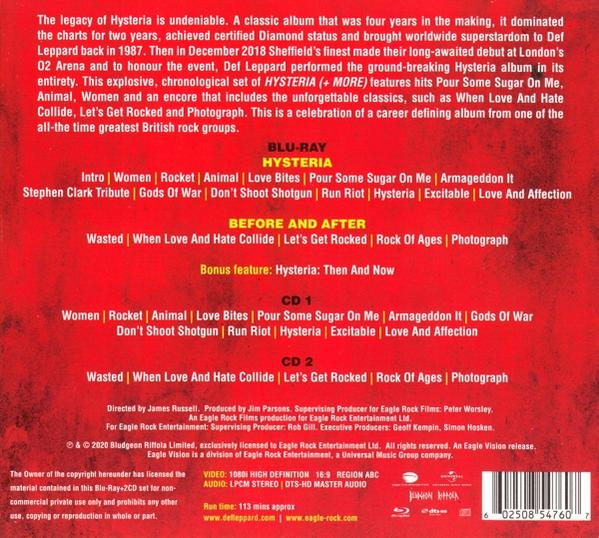 Achterkant van een blu-ray-disc-hoes met tekst met nummers, artiesten en credits.