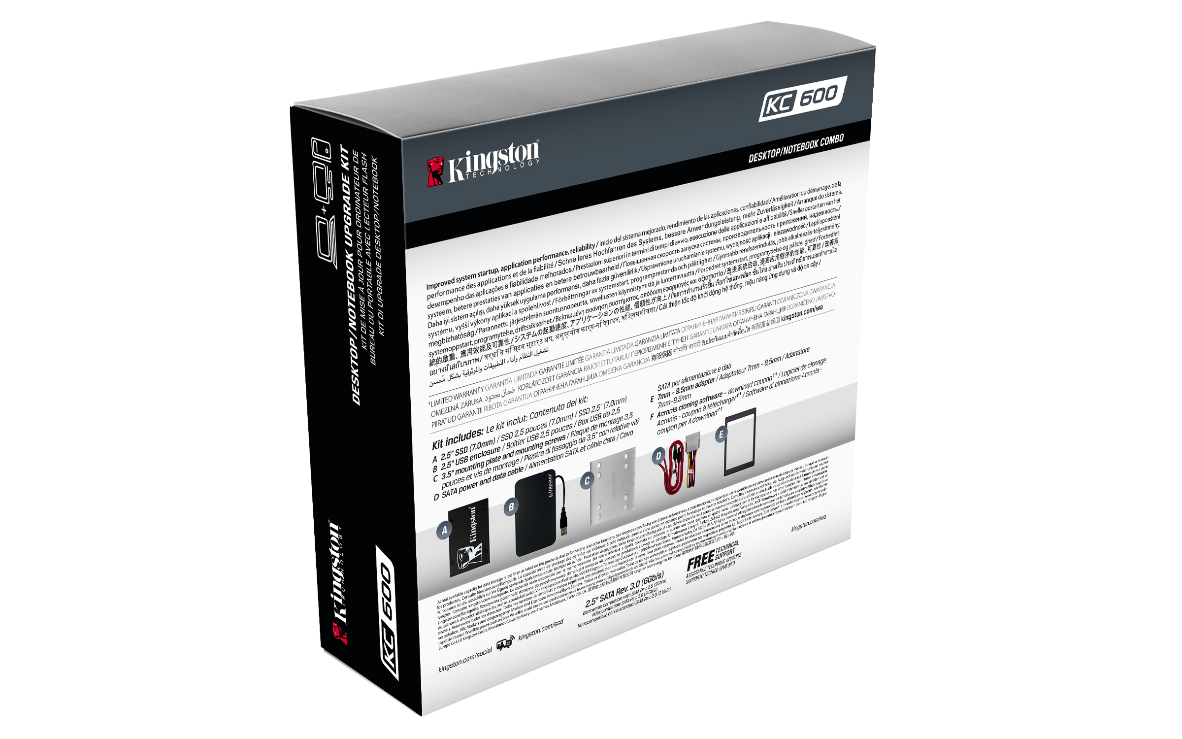 KINGSTON SKC600B Festplatte, 256 GB SSD SATA 6 Gbps, 2,5 Zoll, intern