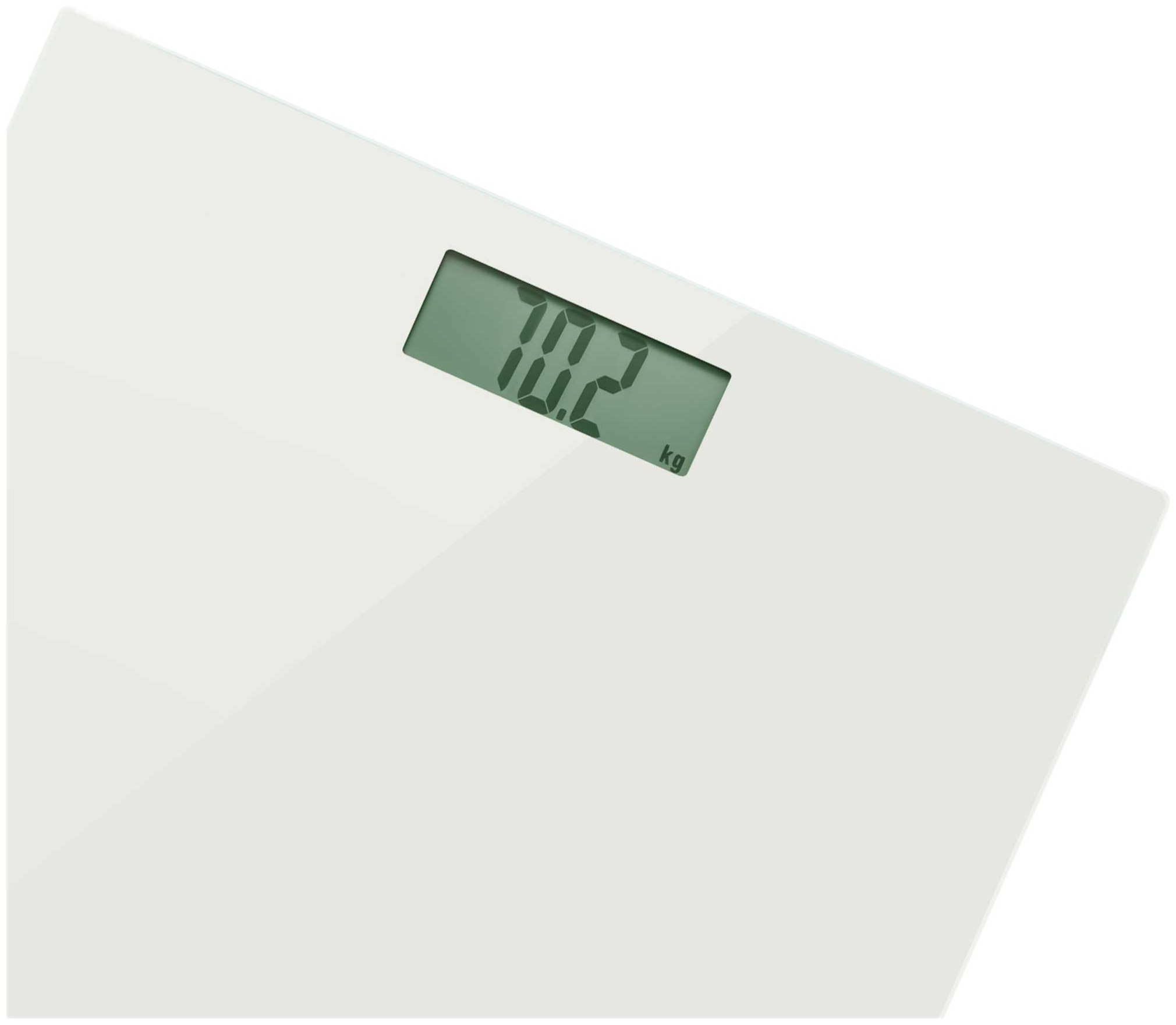 Fehér digitális mérleg, a '70.2' számmal.