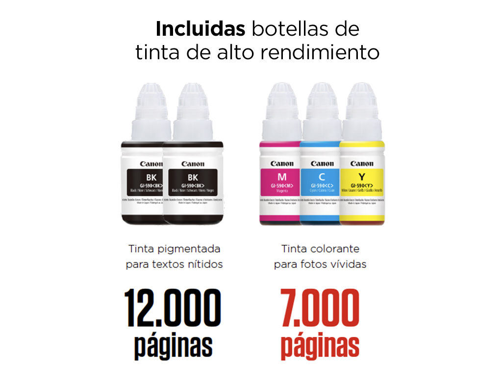 Impresora multifunción - Canon Pixma G3501, WiFi, Inyección de tinta MegaTank, Depósitos de rellenables, Negro