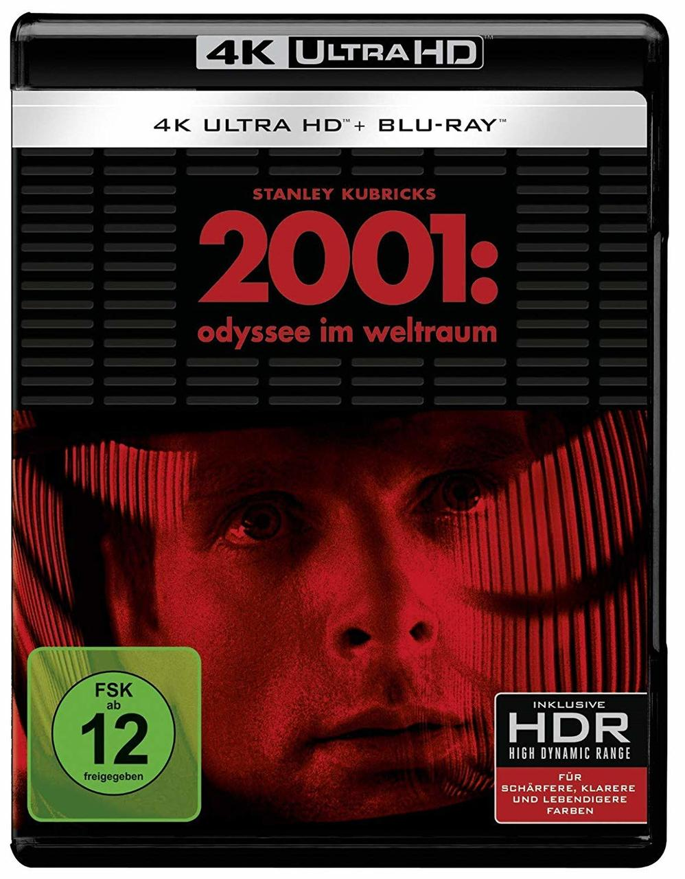 Filmcover von '2001: Odyssee im Weltraum'. Enthält ein rotes Gesicht und Titeltext.