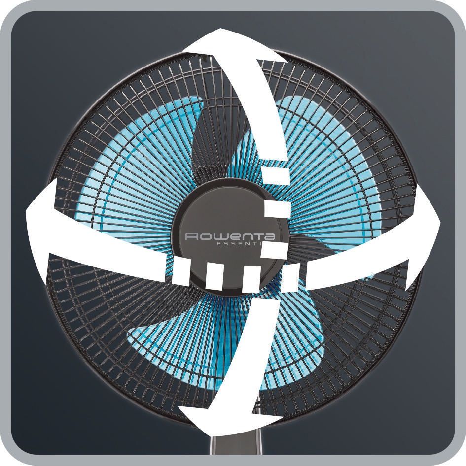 ROWENTA VU2110 Tischventilator Grau/Blau/Schwarz (28 Watt)