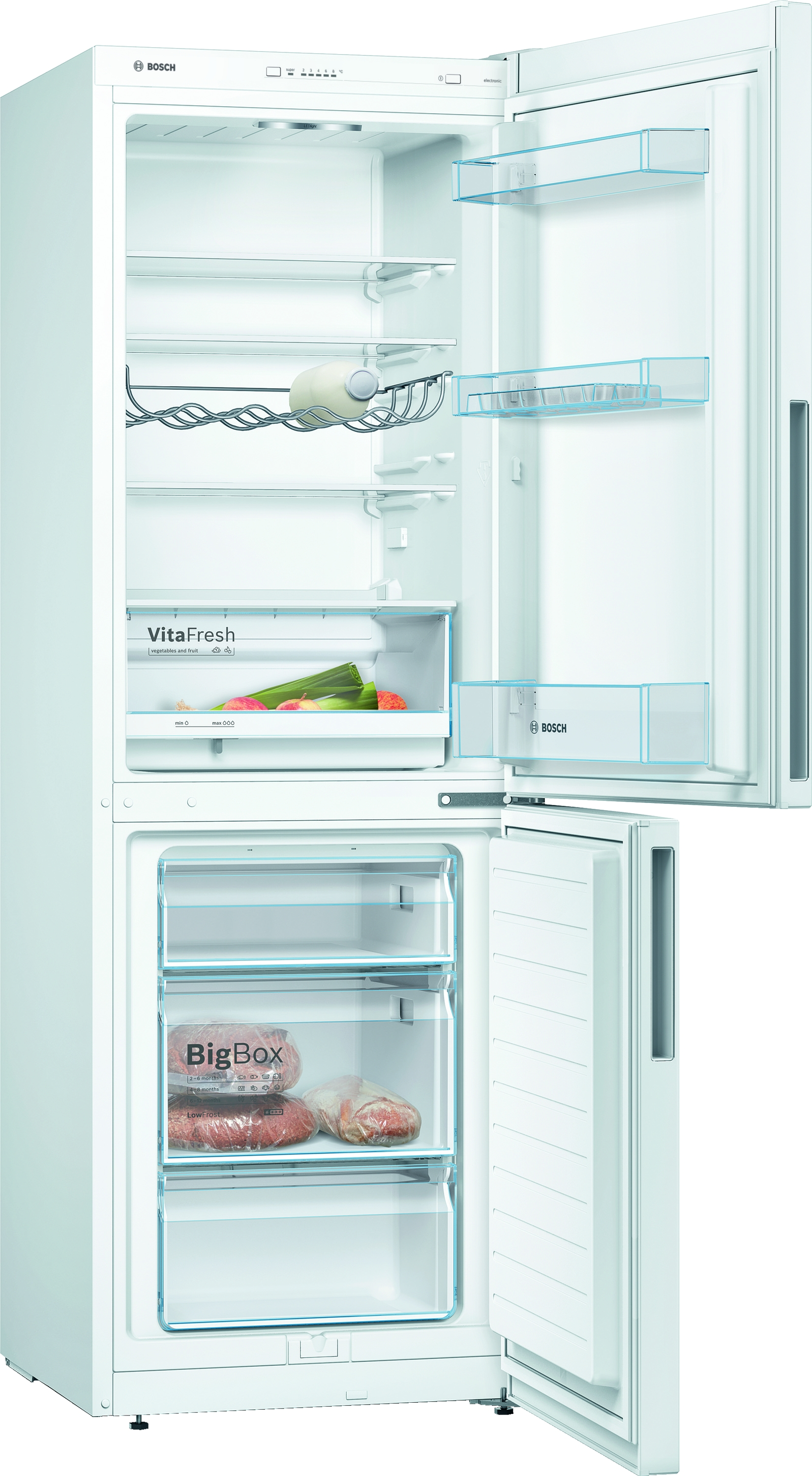 BOSCH KGV33VWEA Serie 4 Kühlgefrierkombination (E, 291 l, 1760 mm hoch, Weiß)