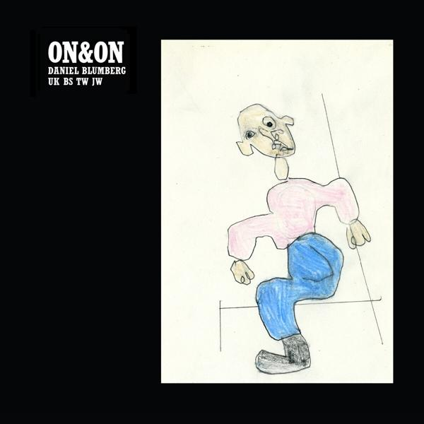 Tekening van een stokfiguur in roze shirt en blauwe broek. Tekst 'ON&ON' en artiestnaam.