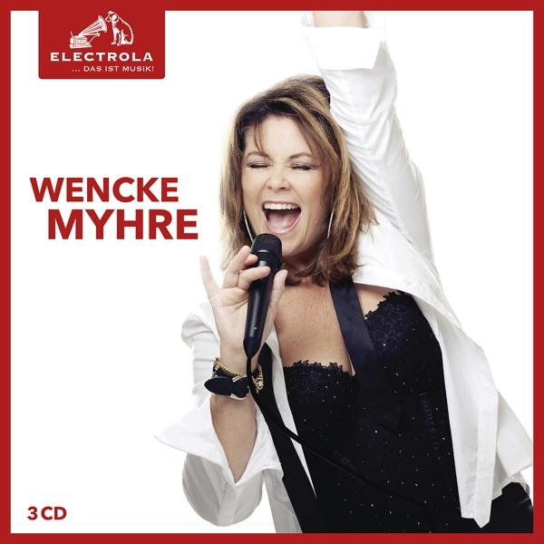 Wencke Myhre Albumcover: Frau singt in ein Mikrofon, schwarzes Kleid, weiße Jacke.