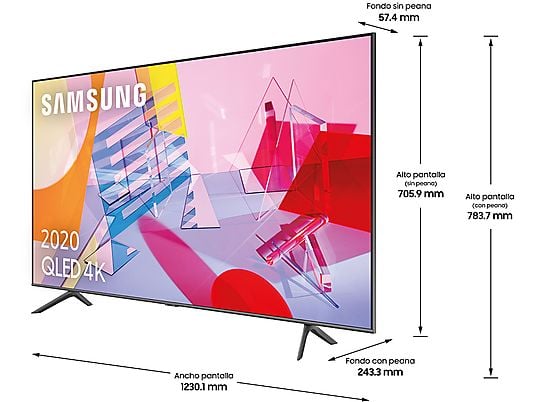 TV QLED 55" - Samsung QE55Q60TAUXXC, 4K UHD, Smart TV, HDR 10+, IA, Mega Contrast, Negro