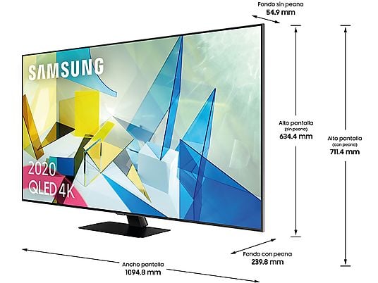 TV QLED 49" - Samsung QLED 4K 2020 49Q80T, Direct Full Array HDR 1000, IA 4K UHD, Asistentes de voz Integrados
