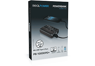 REALPOWER RealPower PB-10000PD+ Powerbank 10000 mAh Schwarz