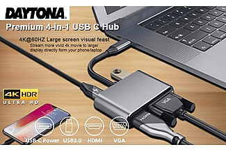 DAYTONA FC02 4 in 1 USB C to HUB PD HDMI VGA USB Adaptör Gri_1