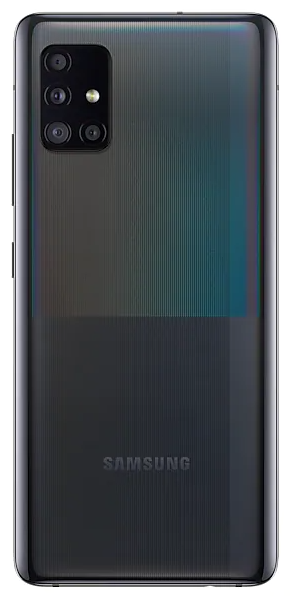 Vista trasera de un smartphone negro con múltiples cámaras y el logotipo SAMSUNG.